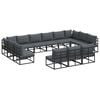 vidaXL Set Divano da Giardino con cuscino 13 pcs Nero Alluminio