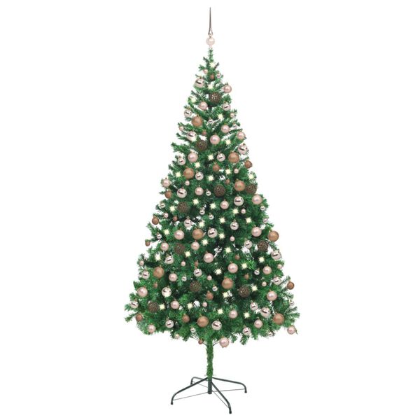 vidaXL Albero di Natale Preilluminato Palline Bianco 210 cm 910 Rami