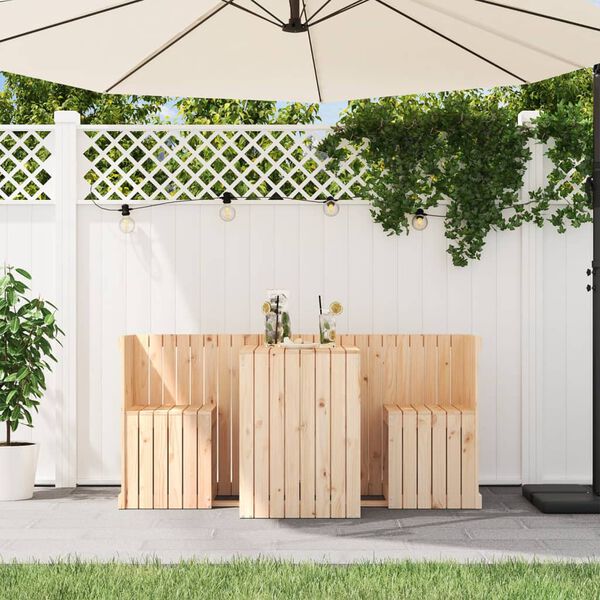 vidaXL Set da Balcone a 2 Posti in Legno Massello di Pino