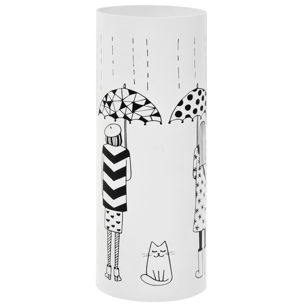 VidaXL Porta Ombrelli Con Disegni Di Ragazze In Acciaio Bianco 83359293