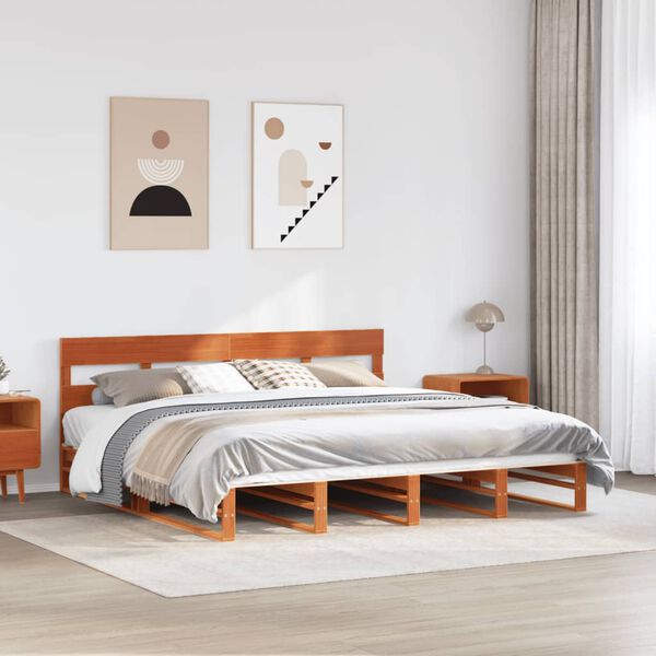 vidaXL Letto senza Materasso Marrone Cera 200x200 cm in Legno di Pino