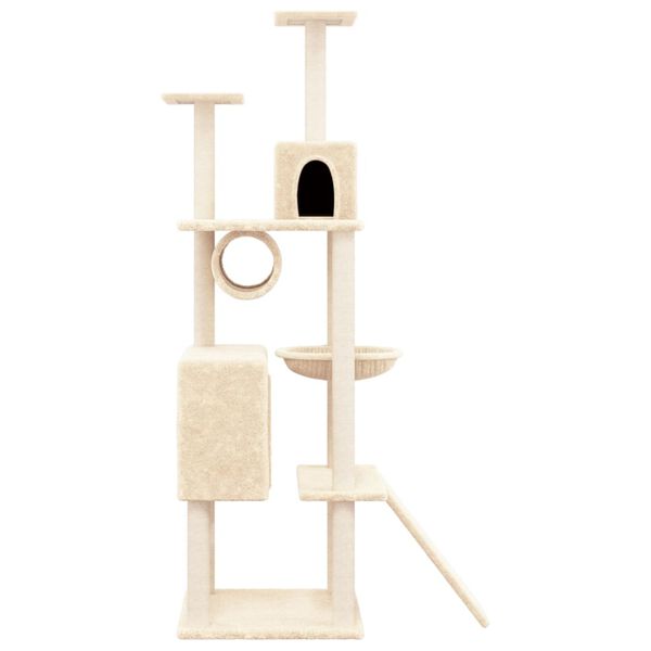 vidaXL Albero per Gatti con Tiragraffi in Sisal Crema 168 cm