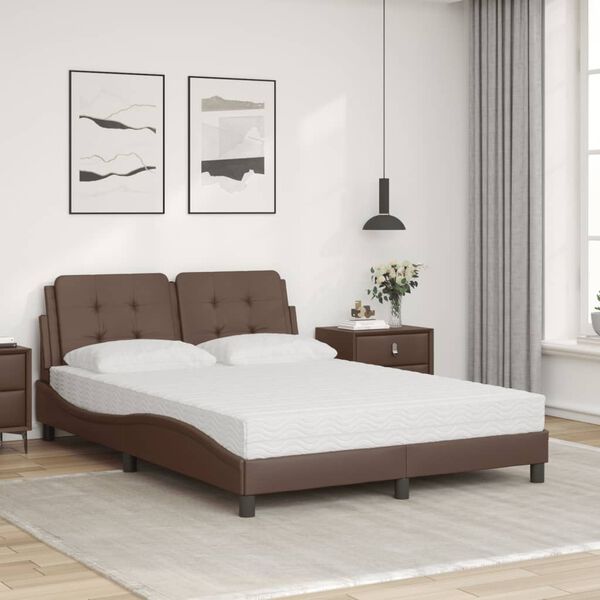 vidaXL Letto con Materasso Zadar Marrone 140x200cm in Similpelle