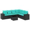 vidaXL Set Divani da Giardino 7 pz con Cuscini Nero in Polyrattan