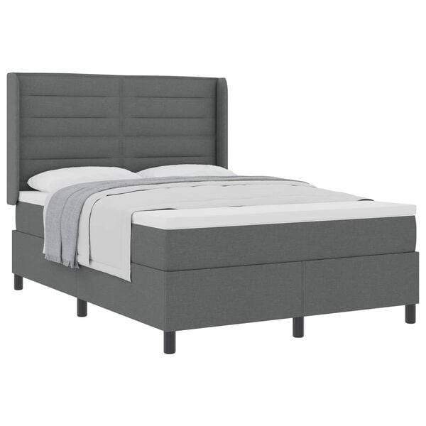 vidaXL Letto a molle con materasso Grigio scuro 140 x 190 cm Tessuto