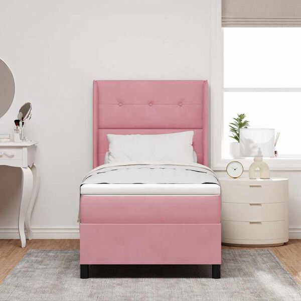 vidaXL Letto a molle con materasso Rosa 100 x 200 cm Velluto