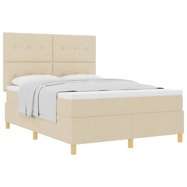 vidaXL Letto a molle con materasso Crema 140 x 190 cm Tessuto