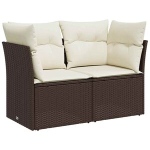 vidaXL Divano da Giardino a 2 Posti con Cuscini in Polyrattan Marrone