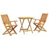 vidaXL Set Bistro Pieghevole 3 pcs Marrone Legno di Acacia Massello