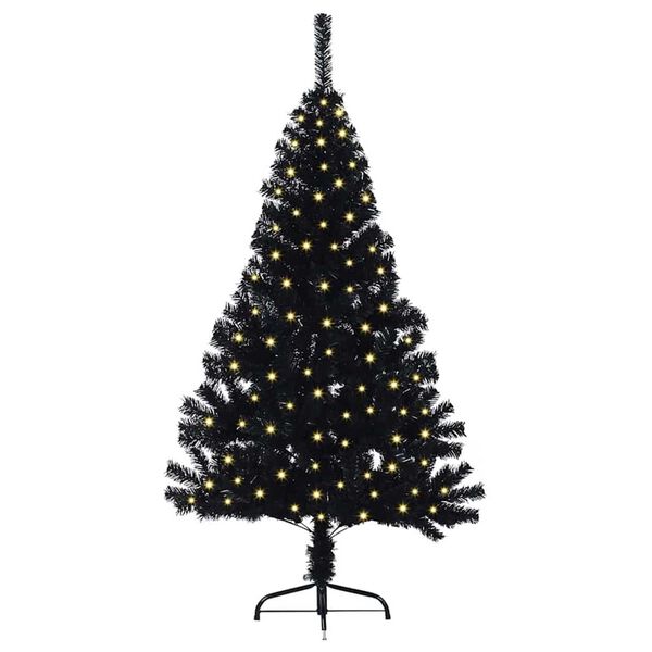 vidaXL Albero di Natale artificiale con luci integrate Nero 150 cm PVC