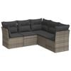 vidaXL Set Divano da Giardino 5 pz con Cuscini Grigio in Polyrattan