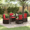 vidaXL Set da Pranzo per Giardino 5 pcs Marrone polyrattan