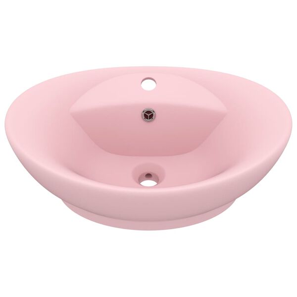 vidaXL Lavandino con Troppopieno Ovale Rosa Opaco 58,5x39 cm Ceramica