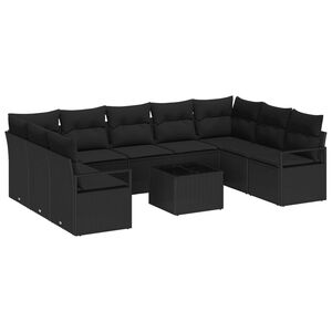 vidaXL Set Divano da Giardino con cuscino 10 pcs Nero polyrattan