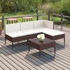 vidaXL Set Divani da Giardino 5 pz con Cuscini in Polyrattan Marrone