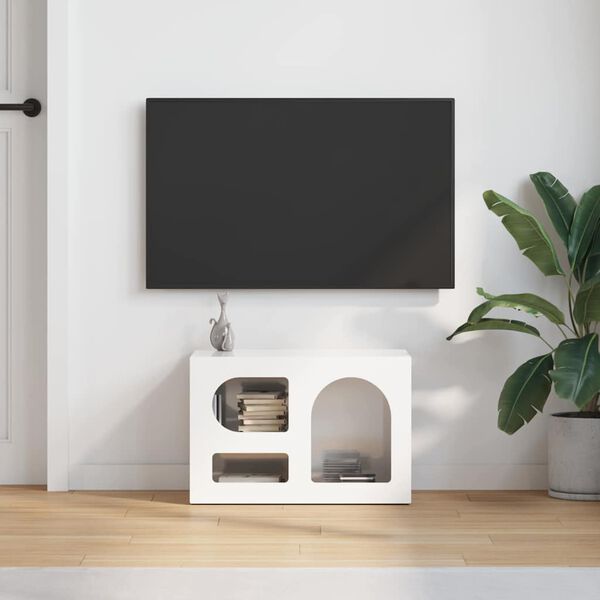 vidaXL Mobile TV Bianco Lucido 60 x 35 x 40 cm Legno multistrato