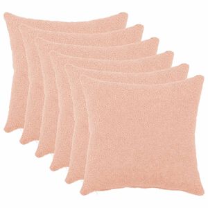 vidaXL Federa 6 pcs HEERLEN Rosa 30 x 30 cm Boucl&eacute;