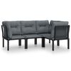vidaXL Set Salotto da Giardino 4 pz Nero e Grigio in Polyrattan
