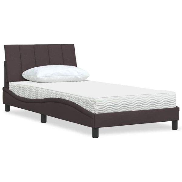 vidaXL Letto con Materasso Hanko Marrone Scuro 100x200 cm in Tessuto