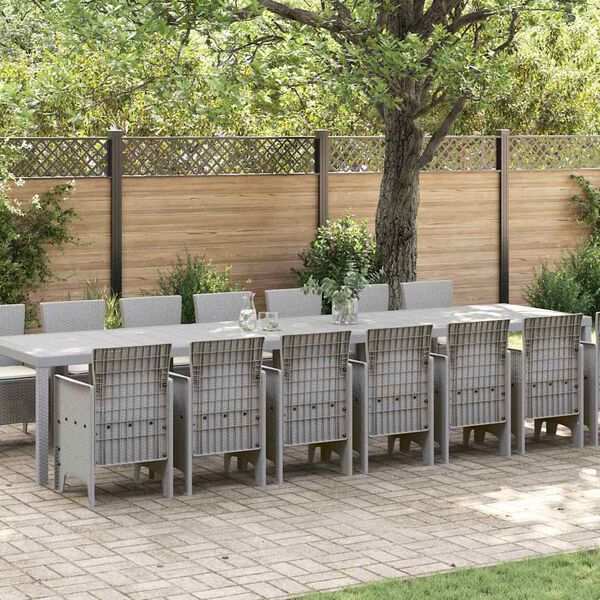 vidaXL Set da pranzo da giardino con cuscini 15 pcs Grigio chiaro PP
