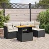 vidaXL Set Divano da Giardino 6 pz con Cuscini Nero in Polyrattan