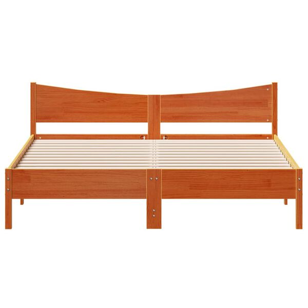 vidaXL Giroletto senza Materasso Marrone Cera 200x200 cm Legno di Pino