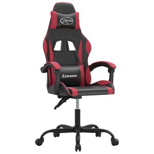 vidaXL Sedia da Gaming Girevole Nero e Rosso Vino in Similpelle