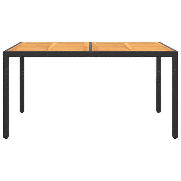 vidaXL Tavolo Giardino 150x90x75cm Massello d'Acacia e Polyrattan Nero