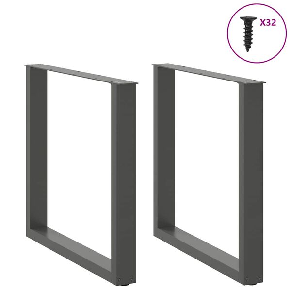 vidaXL Gambe per tavolo da pranzo a forma di U 2 pz Antracite 90x(72-73) cm Acciaio