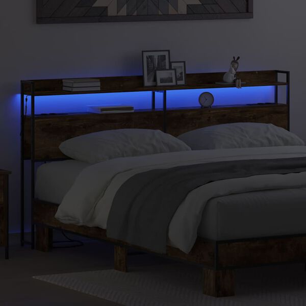 vidaXL Testata contenitore Rovere fumo 180 cm Legno multistrato