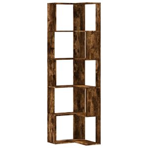 vidaXL Libreria Angolare 5Ripiani Rovere Fumo 50x50x179 cm Multistrato