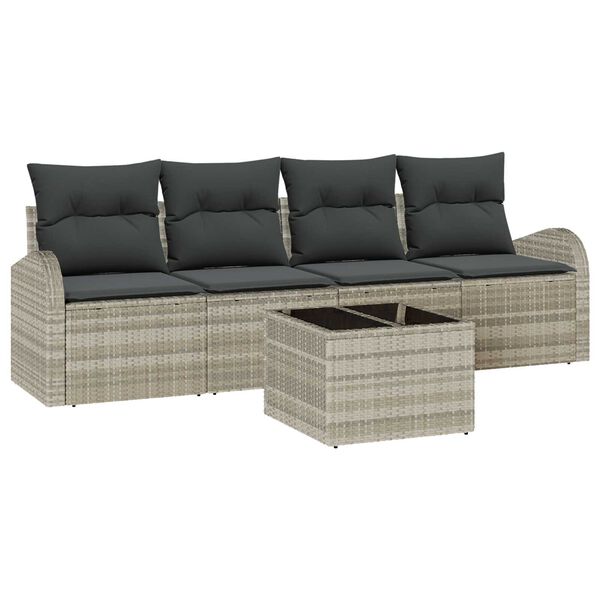 vidaXL Set Divano da Giardino Grigio chiaro 55 x 55 x 37 cm polyrattan