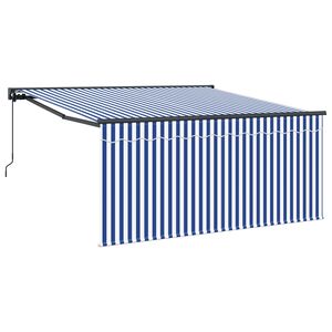 vidaXL Tenda Retrattile Blu e Bianco 350 x 250 cm