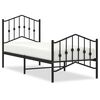 vidaXL Giroletto con Testiera e Pediera Metallo Nero 75x190 cm