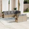 vidaXL Set Divani da Giardino 7 pz con Cuscini Beige in Polyrattan