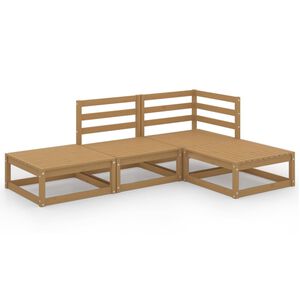 vidaXL Set Salotto da Giardino 4pz Marrone Ambra Legno Massello Pino