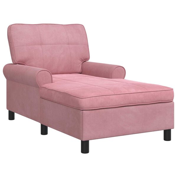 vidaXL Chaise Lounge con cuscino Rosa 91 x 157 x 91 cm Velluto