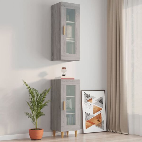 vidaXL Armadietto Pensile a Parete Grigio Sonoma 34,5x34x90 cm