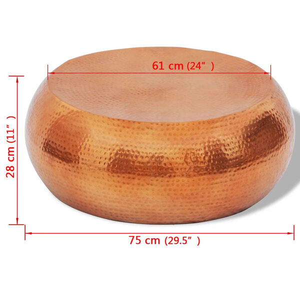 vidaXL Tavolino da Salotto in Alluminio Battuto Colore Ottone/Rame