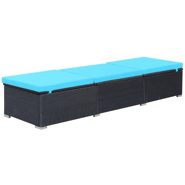 vidaXL Lettino Prendisole con Cuscino in Polyrattan Nero