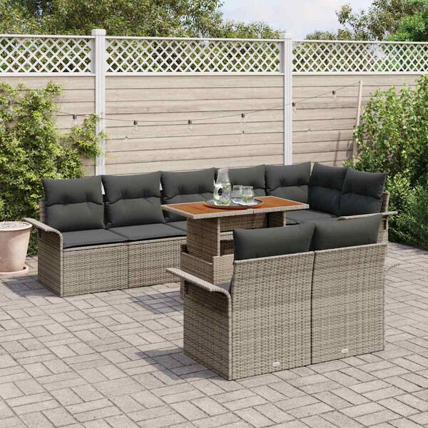 vidaXL Set Divano da Giardino 9 pcs Grigio Poly Rattan