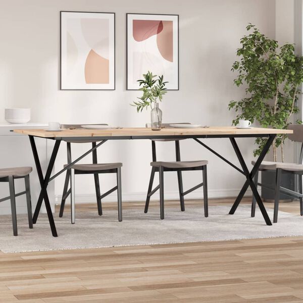vidaXL Tavolo Pranzo Telaio a X 200x100x75,5 cm Legno Pino e Acciaio