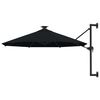 vidaXL Ombrellone da Giardino a Parete con LED 300 cm Nero