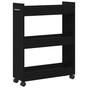 vidaXL Armadietto con ruota Rovere Nero 60 x 22 x 79 cm