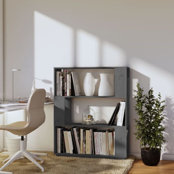 vidaXL Libreria/Divisorio Grigio 80x25x101 cm Legno Massello di Pino