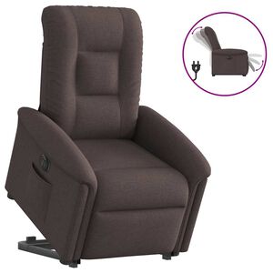 vidaXL Poltrona Alzapersona Reclinante Elettrica Marrone Scuro Tessuto