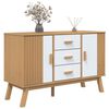 vidaXL Credenza OLDEN Bianca e Marrone 114x43x73,5 cm Massello di Pino