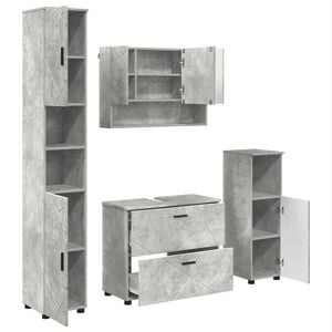 vidaXL Set di mobili per il bagno 4 pz Grigio cemento 35 x 30 x 192 cm