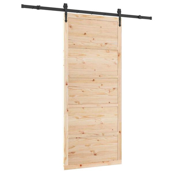 vidaXL Porta scorrevole Marrone 90 x 208 cm Pino massello