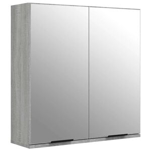 vidaXL Armadietto a Specchio da Bagno Grigio Sonoma 64x20x67 cm